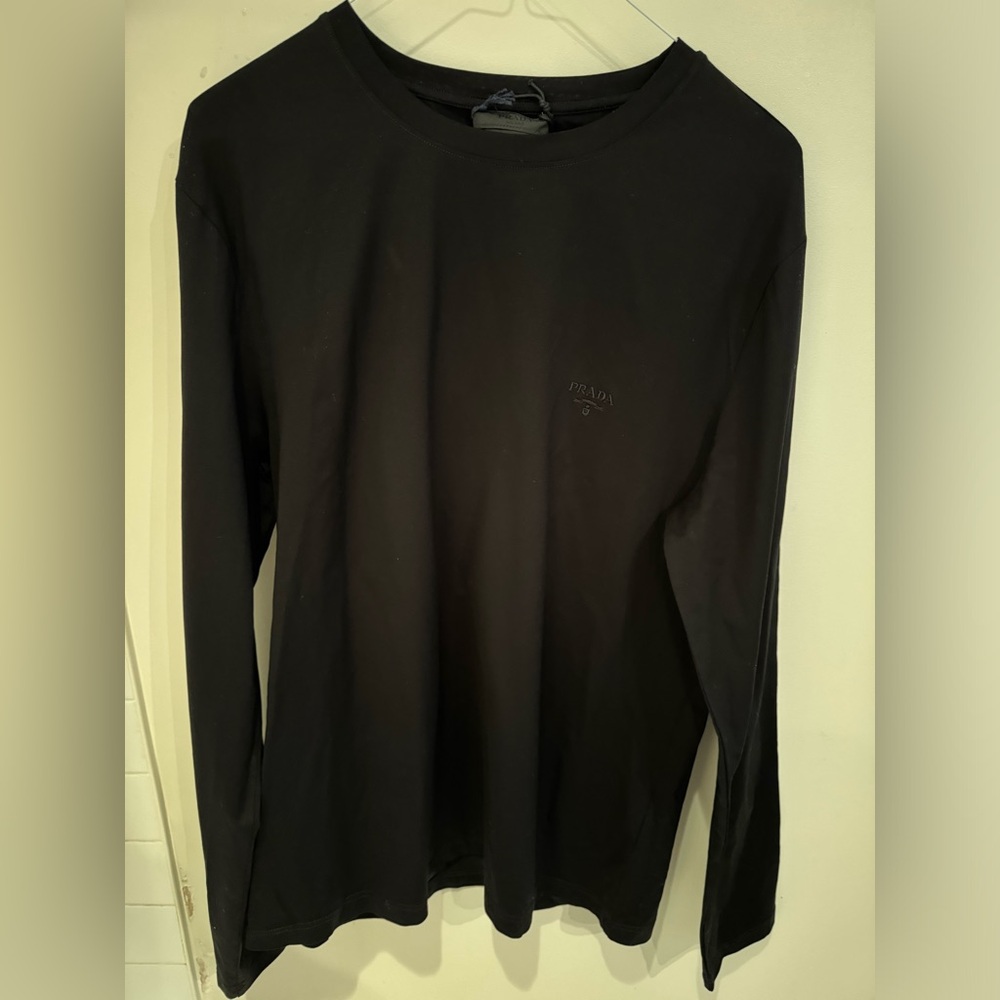 Prada Black Stretch Long Sleeve T-Shirt (size XL)